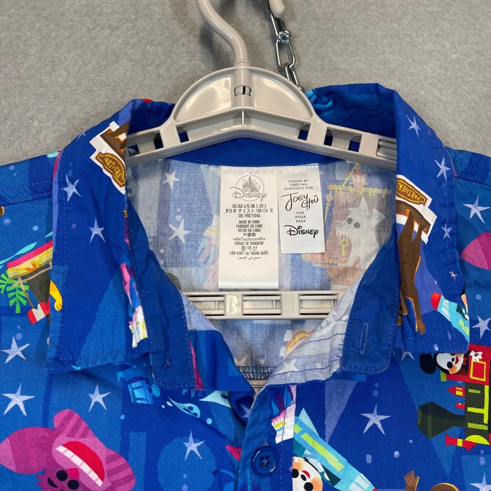 Disney Parks Hawaiian Shirt Mens Large Blue Joey Chou Artist Castle Print AOP - Picture 2 of 10
